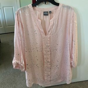 *NWT* SOHO New York & Company pink with silver embellished dress shirt